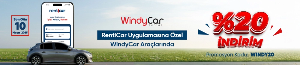 RentiCar Uygulamasına Özel WindyCar Araçlarında %20 İndirim! 