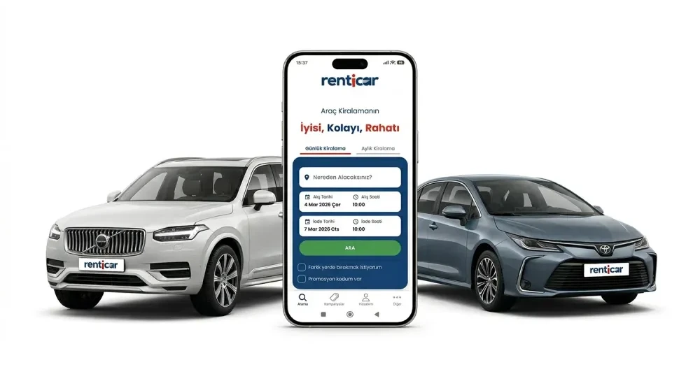 RentiCar Mobil Uygulaması: 3 Adımda Kolay Araç Kiralama