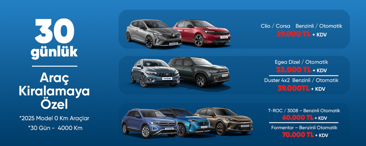 30 Günlük Araç Kiralama Fırsatı