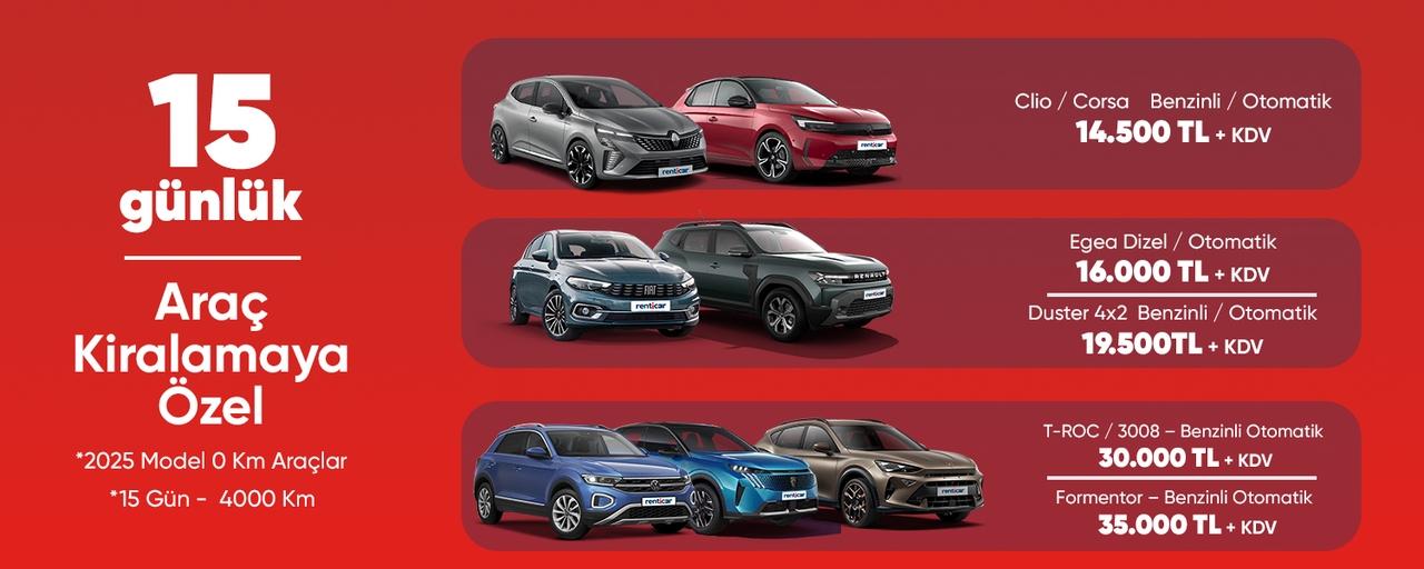 15 Günlük Araç Kiralama Fırsatı